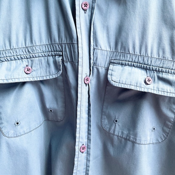 Blue Short Sleeve Utility Collared Pocket Shirt XL - Picture 7 of 9